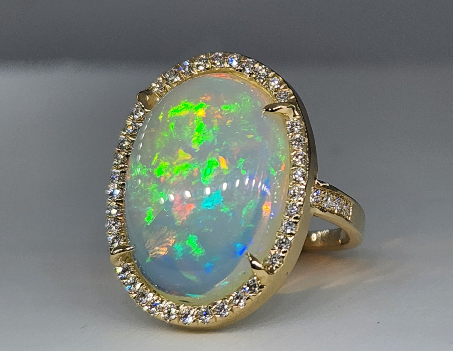Opal & Diamond 14k Gold Ring Gemstone Jewelry #472