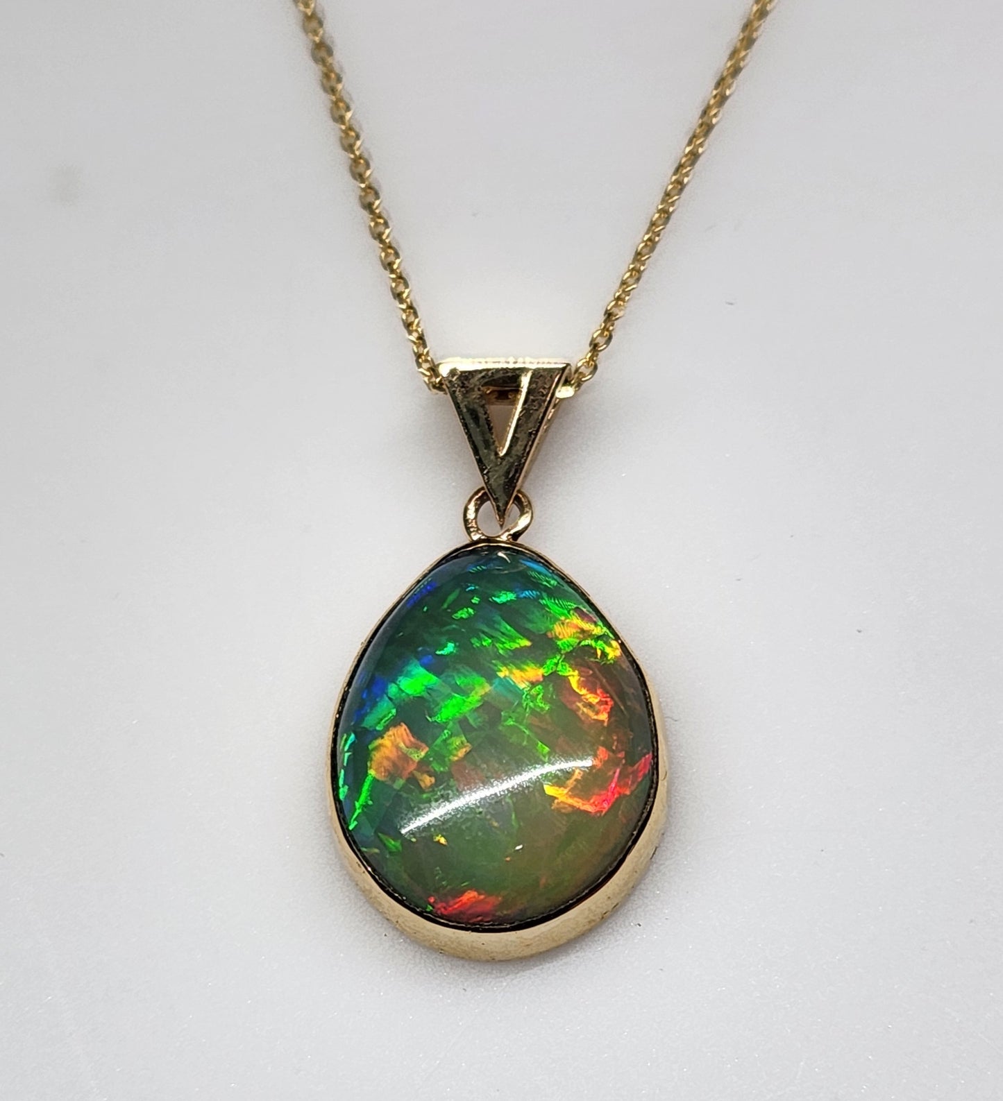 Opal Pendant 14k Yellow Gold Chain Necklace #449