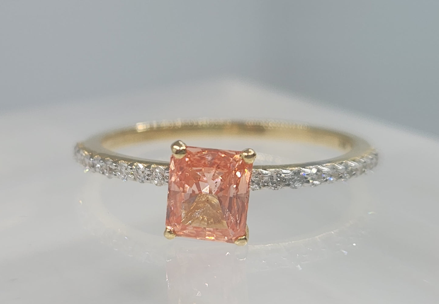 Pink Diamond Ring 14k Yellow Gold #549