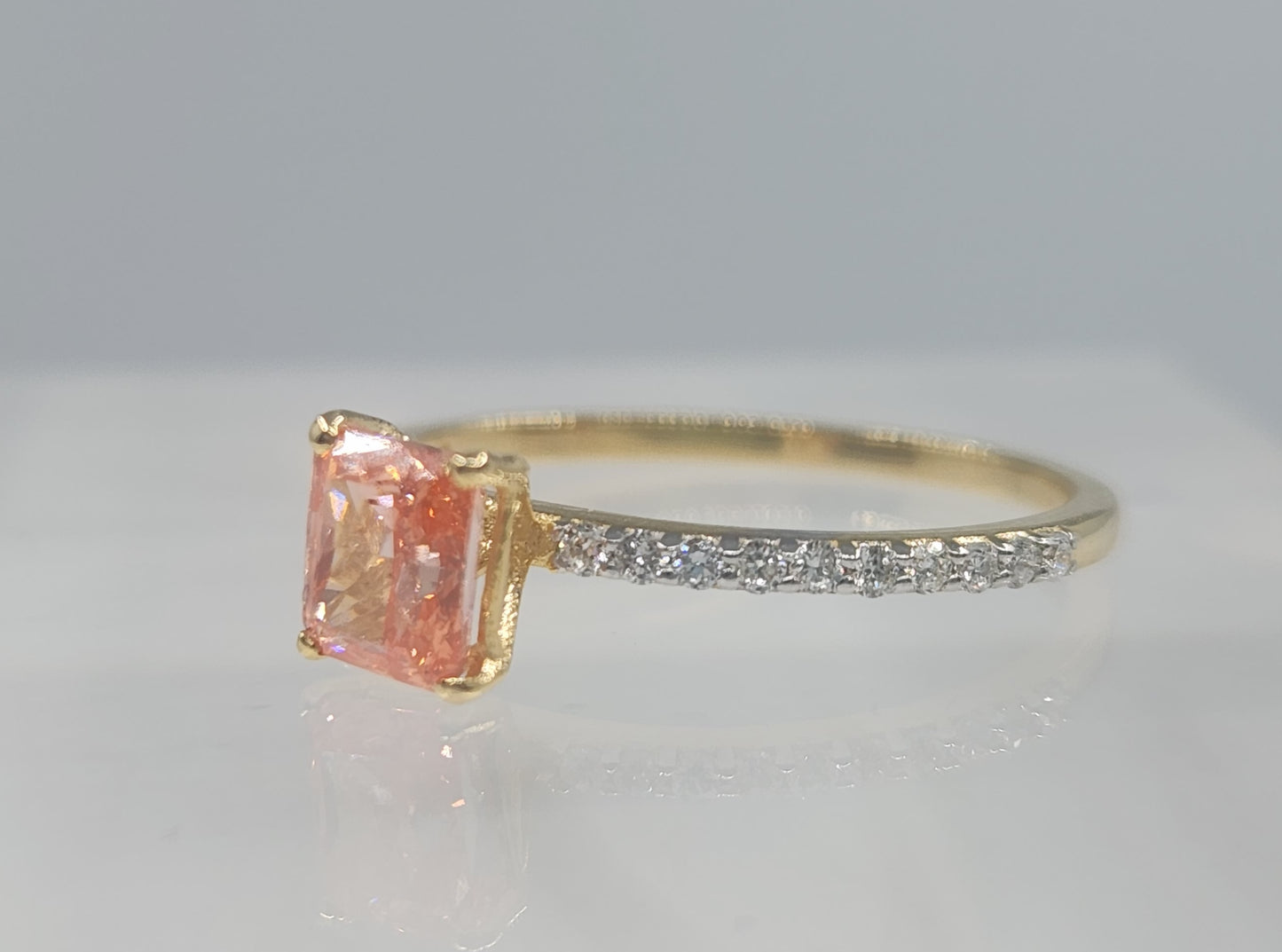 Pink Diamond Ring 14k Yellow Gold #549
