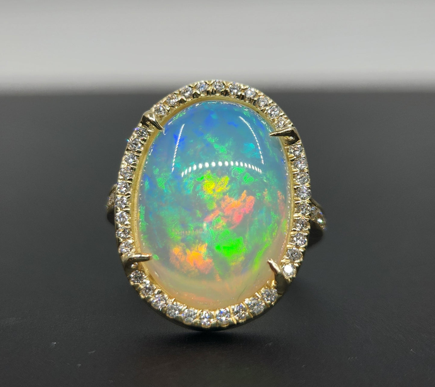 Opal & Diamond 14k Gold Ring Gemstone Jewelry #472