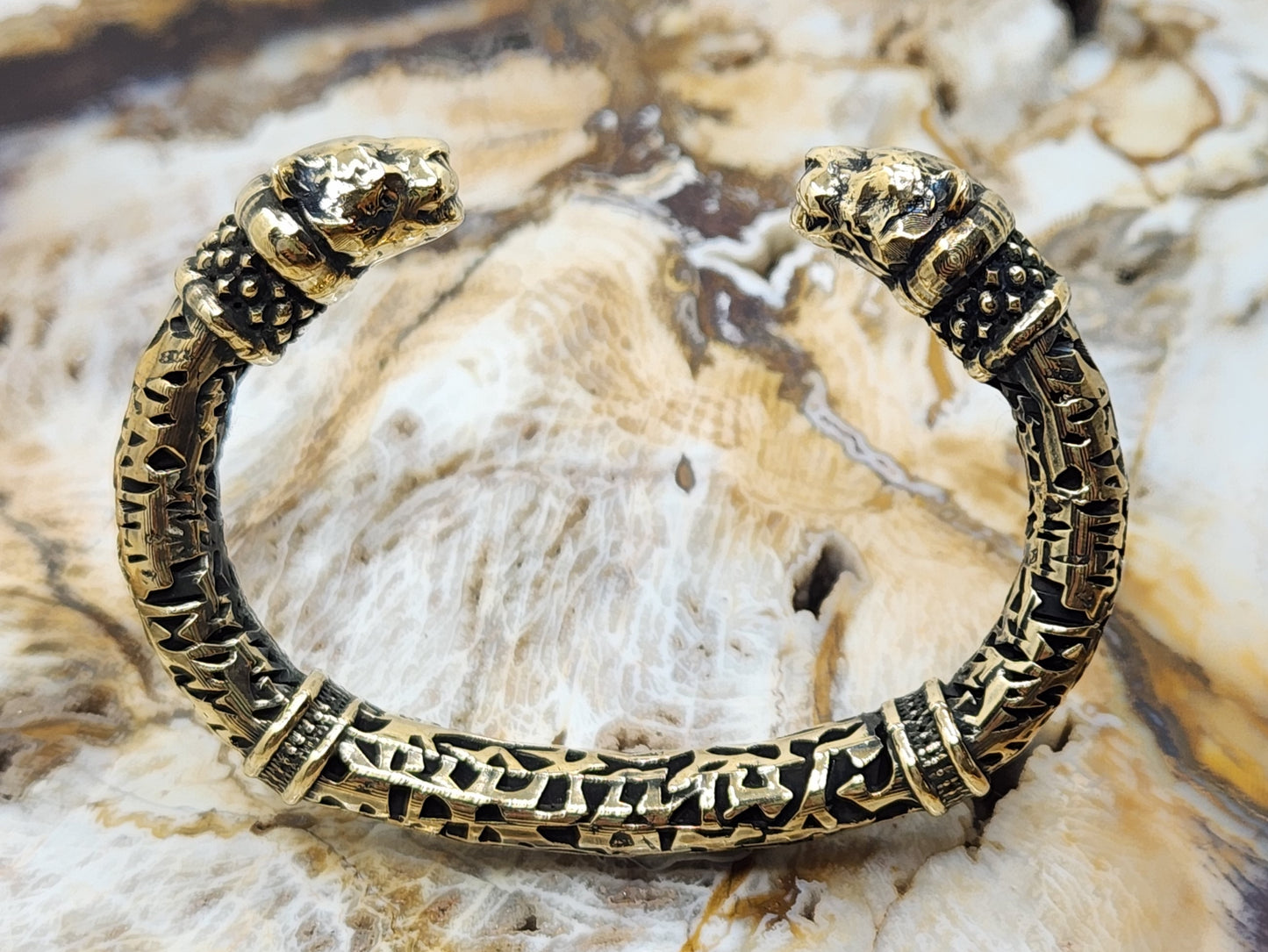 Rustic Brass Panther Cuff Bracelet #477