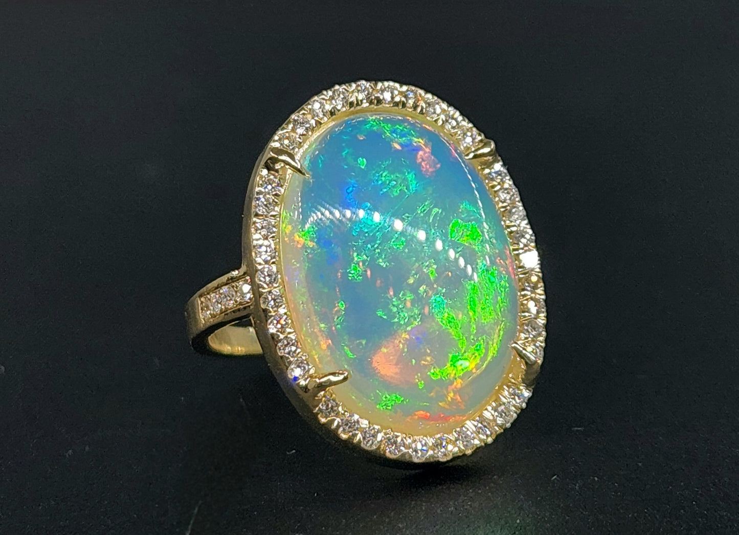 Opal & Diamond 14k Gold Ring Gemstone Jewelry #472