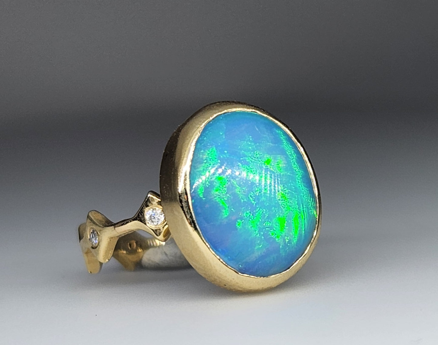 Opal & Moissanite Ring Set 14k Gold #441