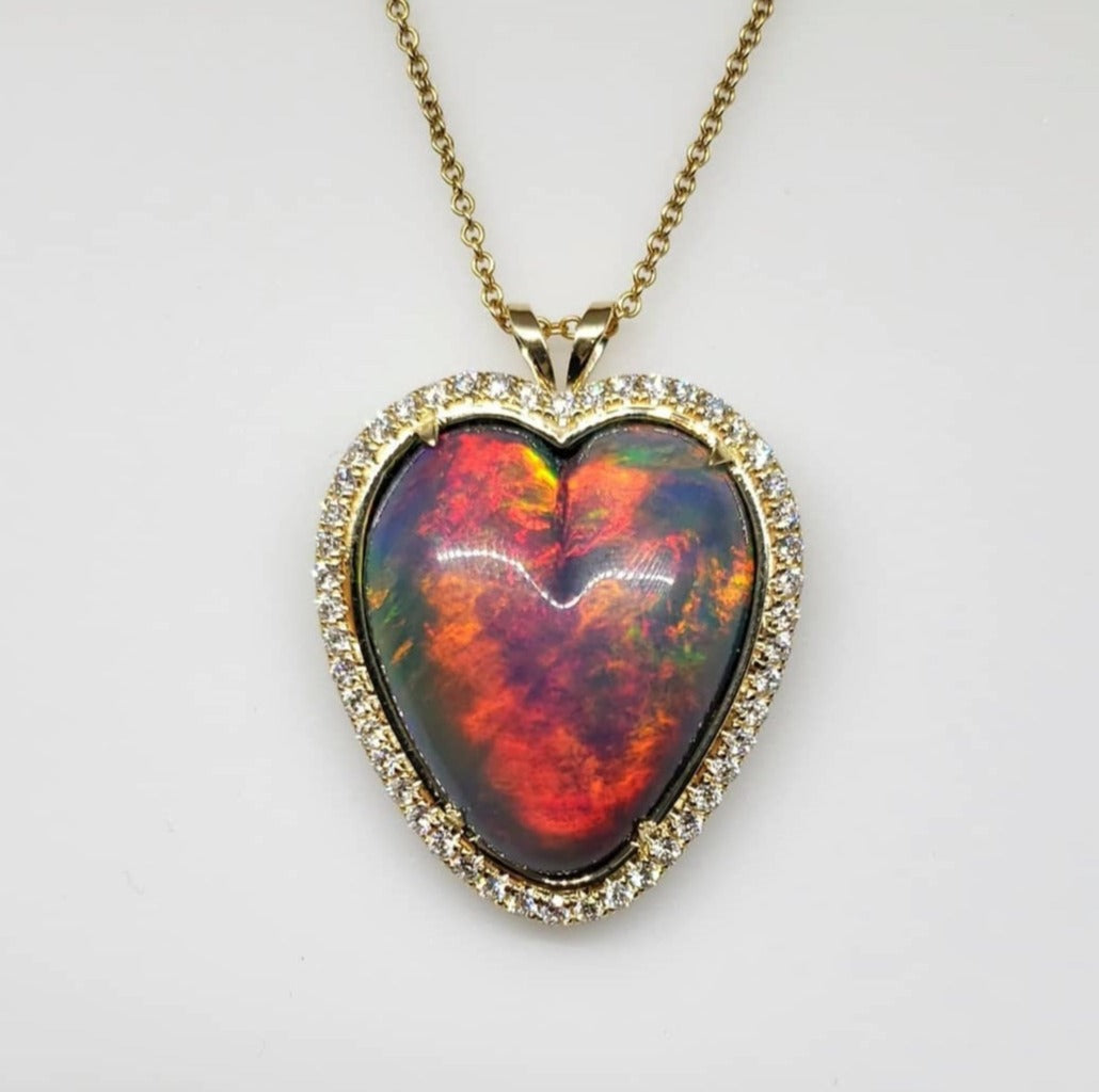 Made To Order - Opal Heart Pendant 14k Gold