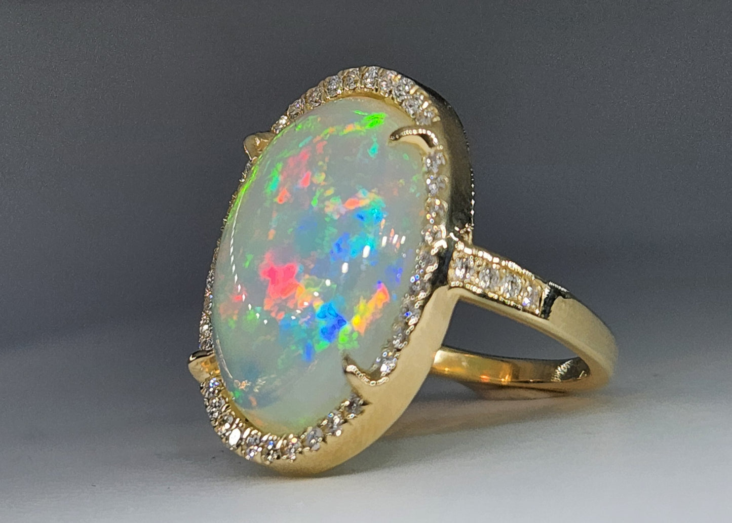 Opal & Diamond 14k Gold Ring Gemstone Jewelry #472
