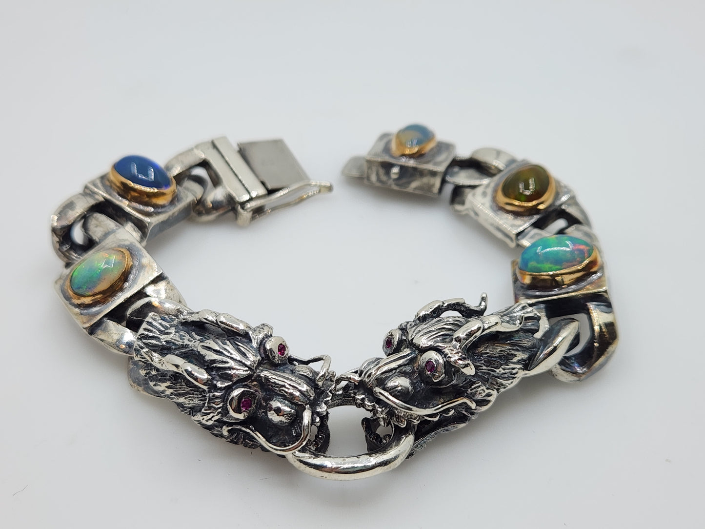Made To Order - Opal Sterling Silver Dragon Link Bracelet