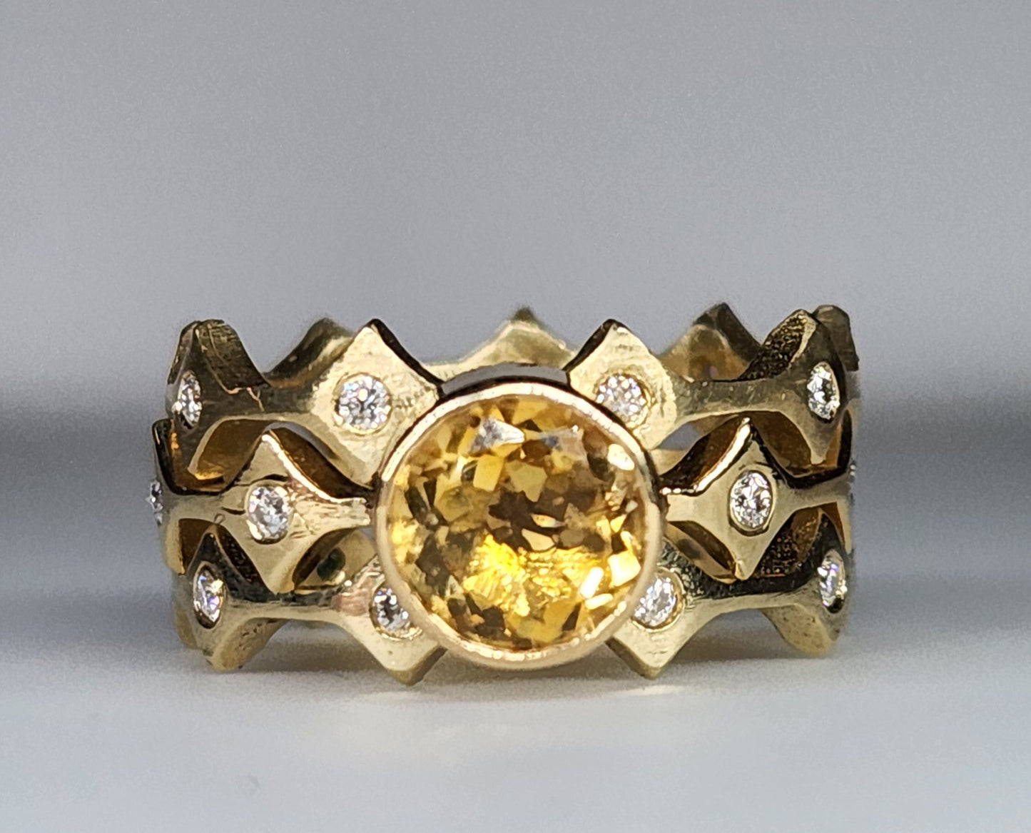 Yellow Citrine Stacking Ring 14k Yellow Gold - Handmade Jewelry #456