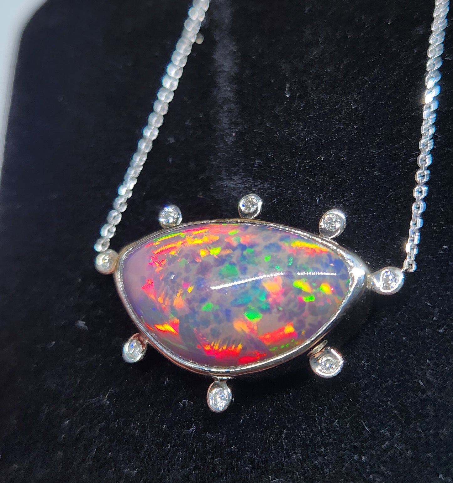 Opal & Diamond White Gold Pendant #529