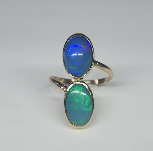 Opal Ring 14k Gold Adjustable band #533