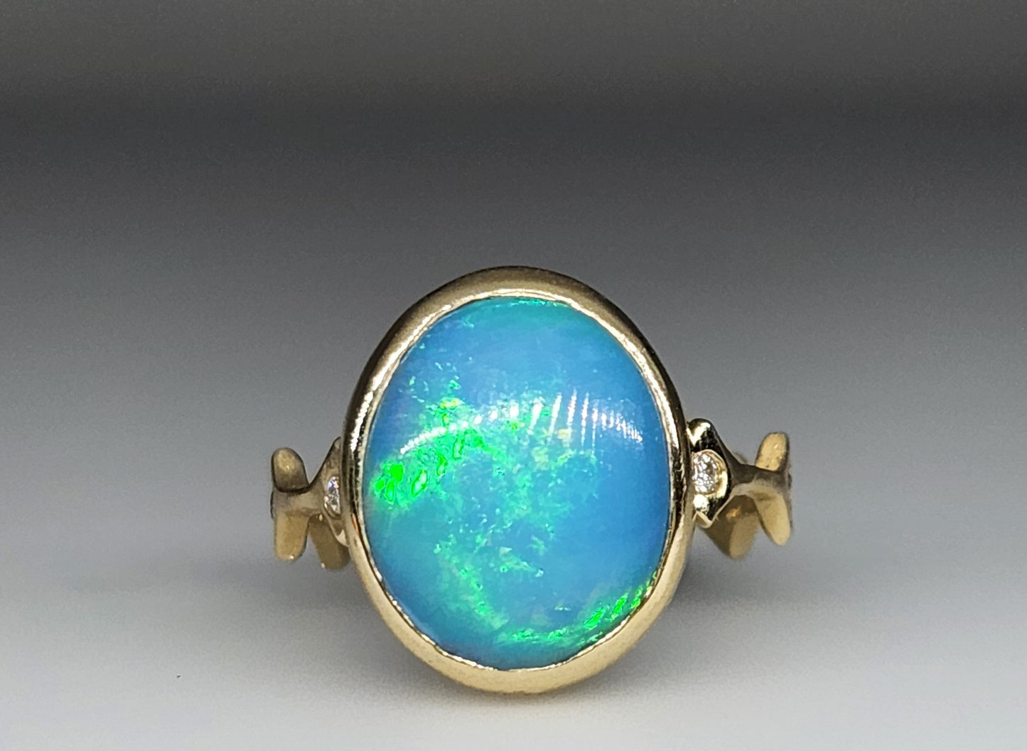 Opal & Moissanite Ring Set 14k Gold #441