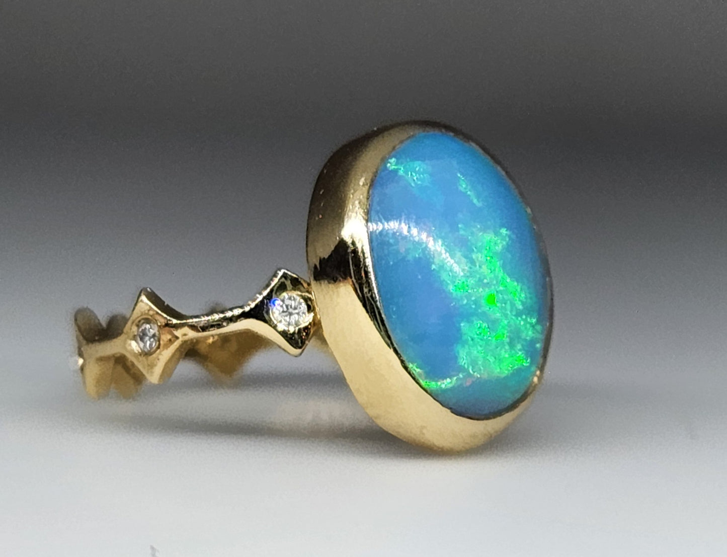 Opal & Moissanite Ring Set 14k Gold #441