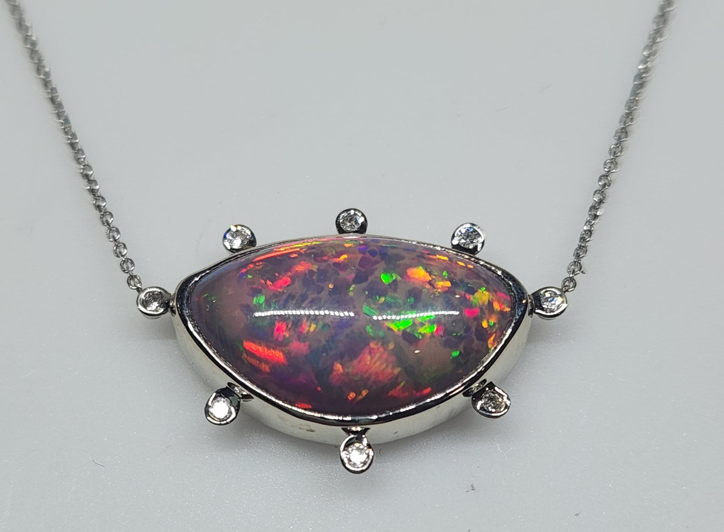 Opal & Diamond White Gold Pendant #529