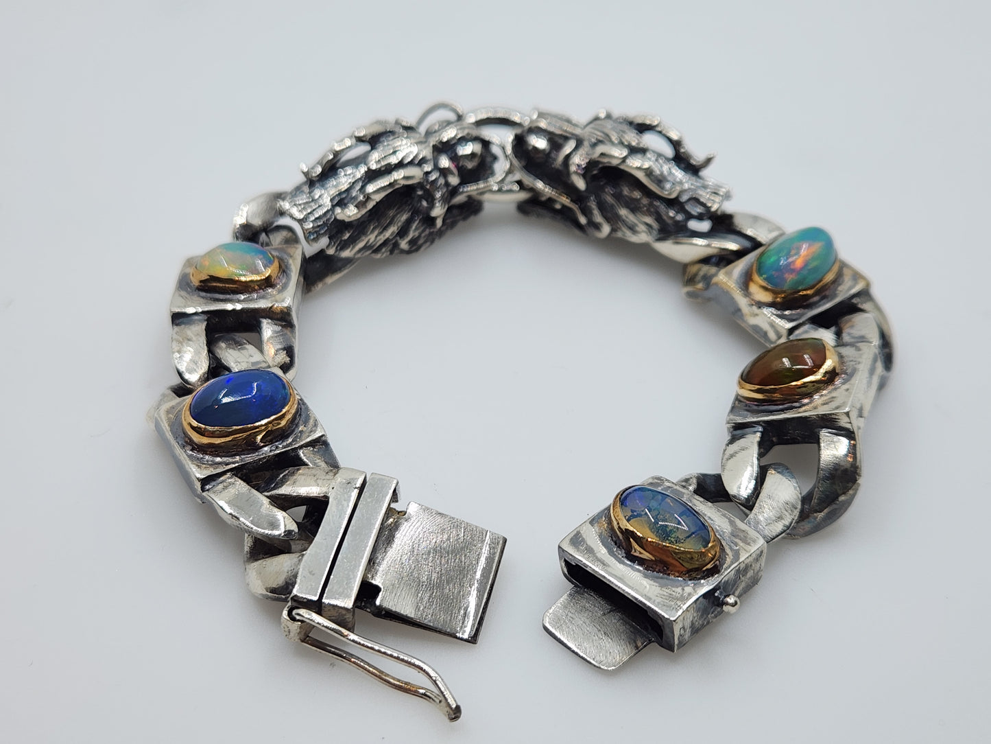 Made To Order - Opal Sterling Silver Dragon Link Bracelet