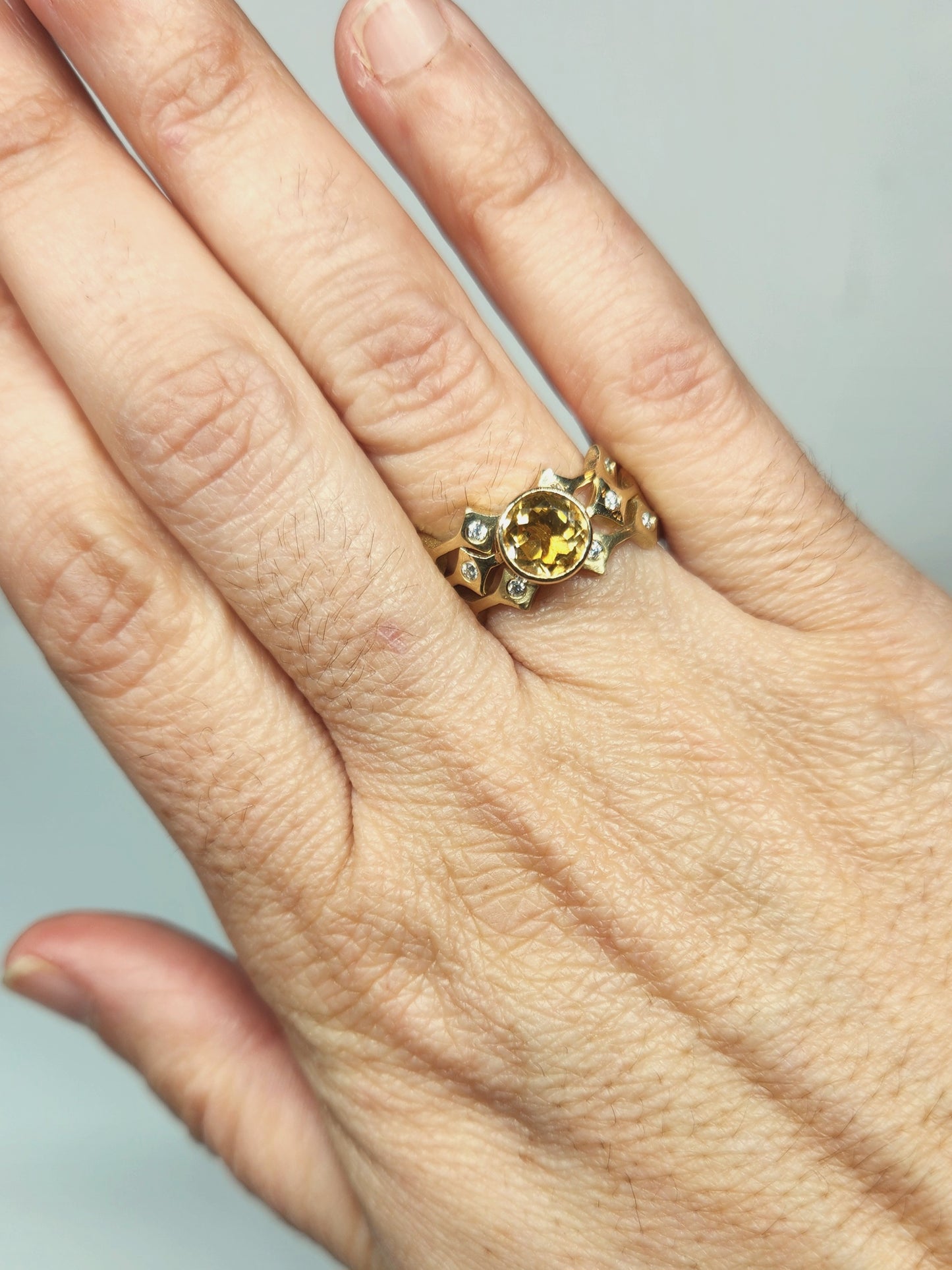 Yellow Citrine Stacking Ring 14k Yellow Gold - Handmade Jewelry #456