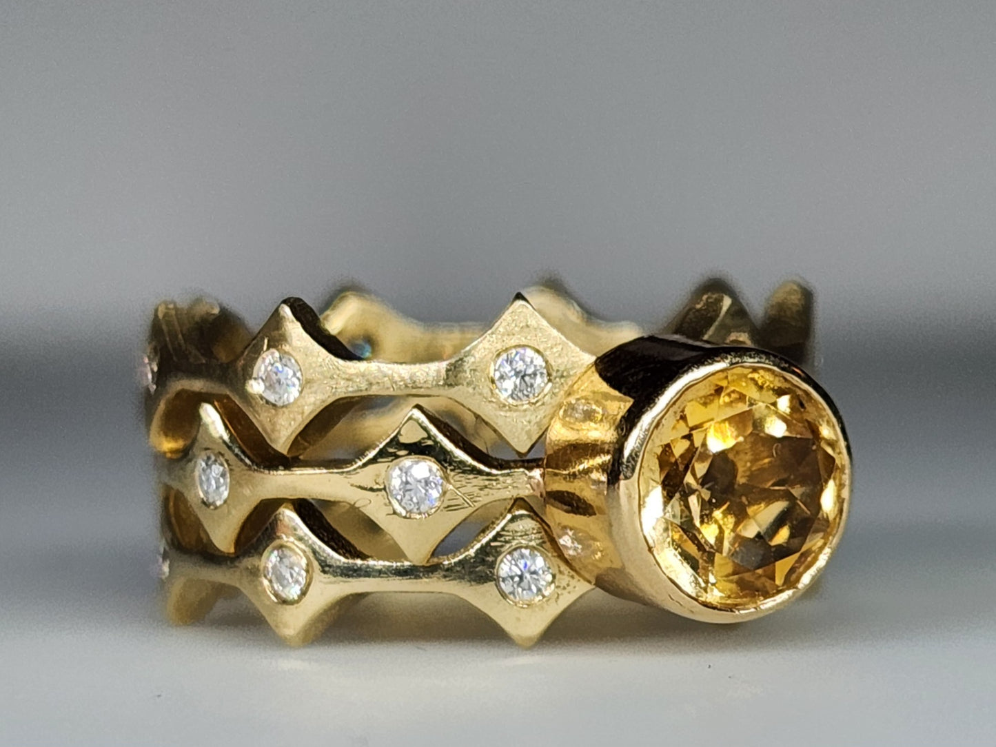 Yellow Citrine Stacking Ring 14k Yellow Gold - Handmade Jewelry #456