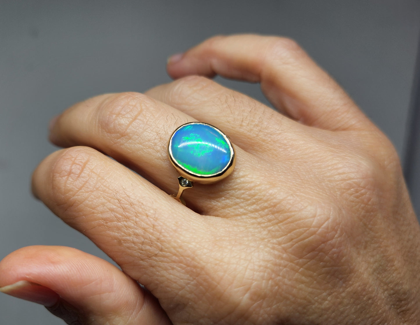 Opal & Moissanite Ring Set 14k Gold #441