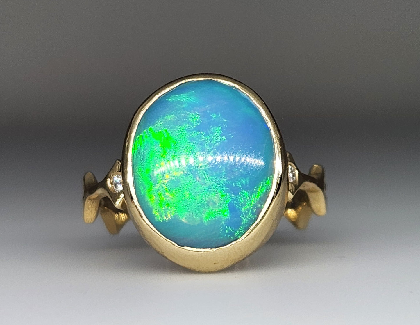 Opal & Moissanite Ring Set 14k Gold #441