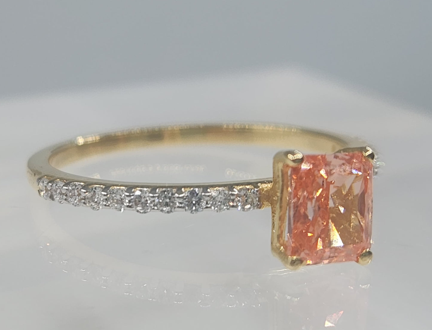 Pink Diamond Ring 14k Yellow Gold #549
