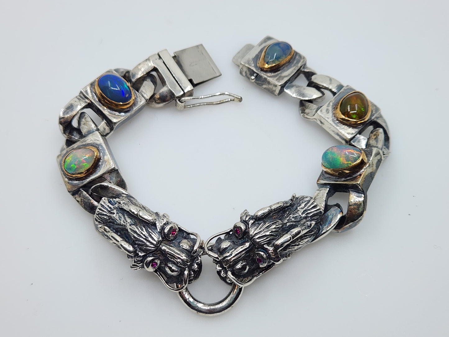 Made To Order - Opal Sterling Silver Dragon Link Bracelet