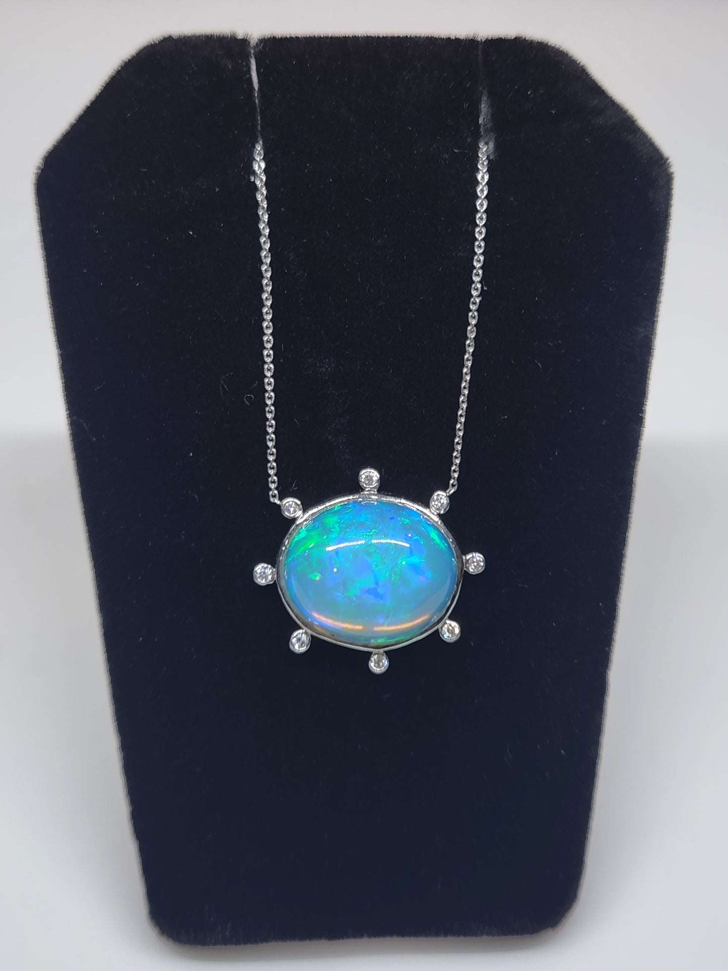Opal & Diamond White Gold Pendant #528