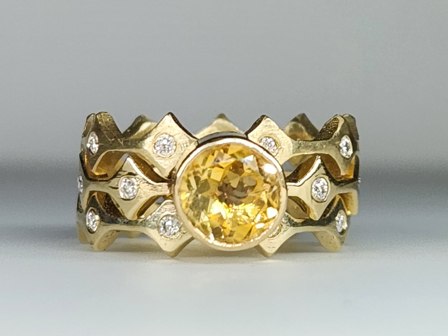 Yellow Citrine Stacking Ring 14k Yellow Gold - Handmade Jewelry #456