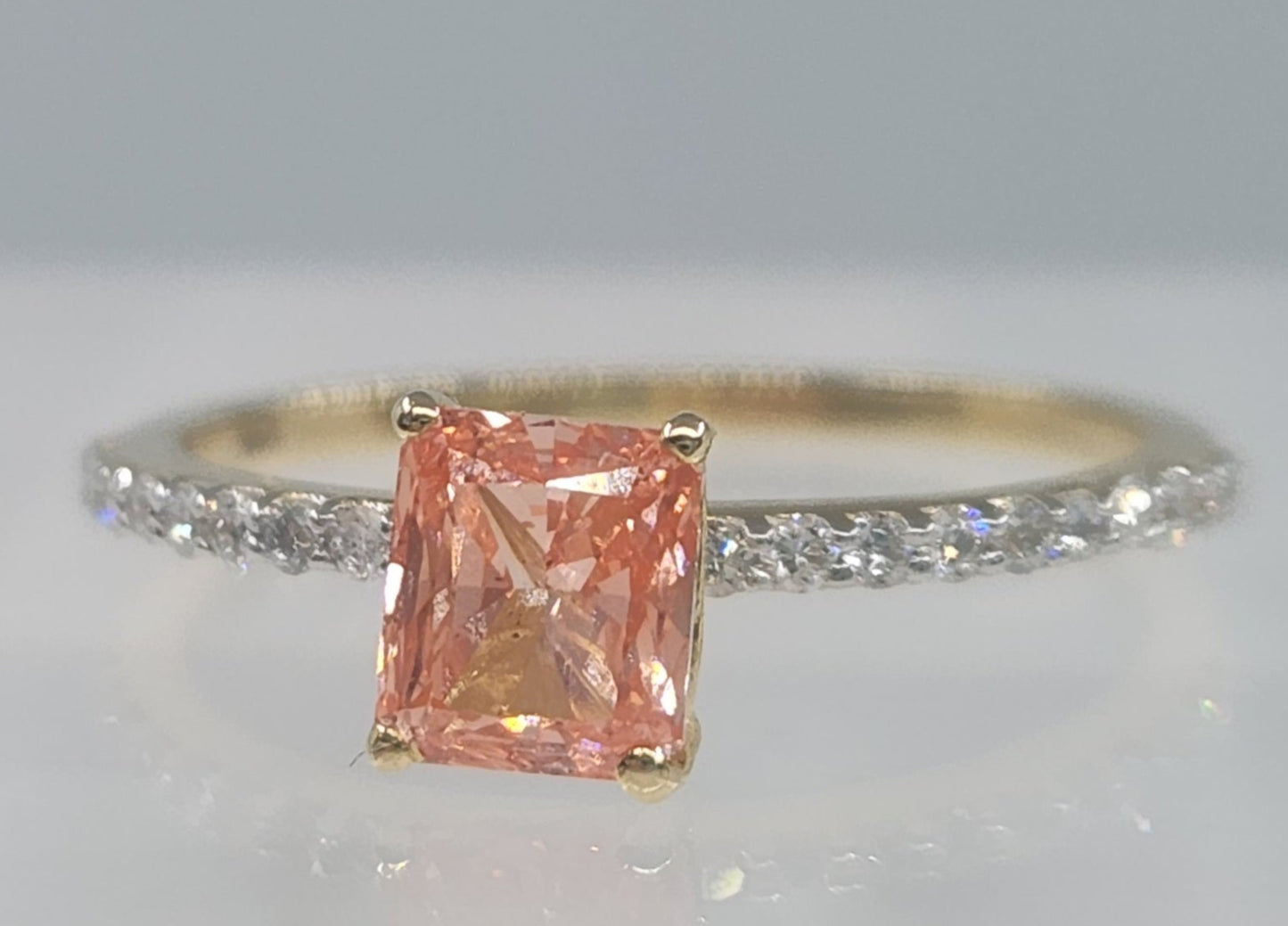 Pink Diamond Ring 14k Yellow Gold #549