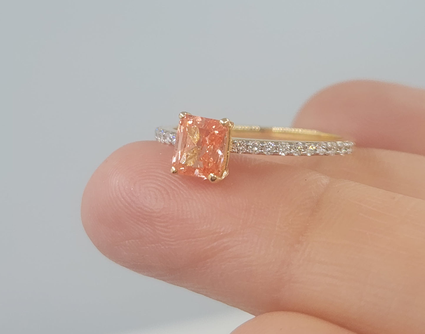 Pink Diamond Ring 14k Yellow Gold #549
