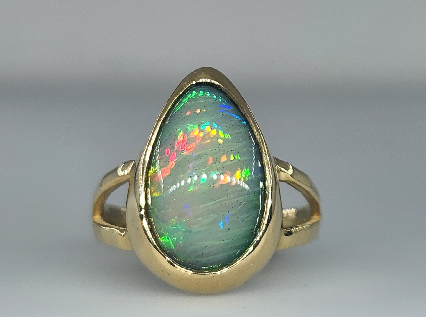 Tear Drop Opal Ring 14k Gold - Size 5.5 #473