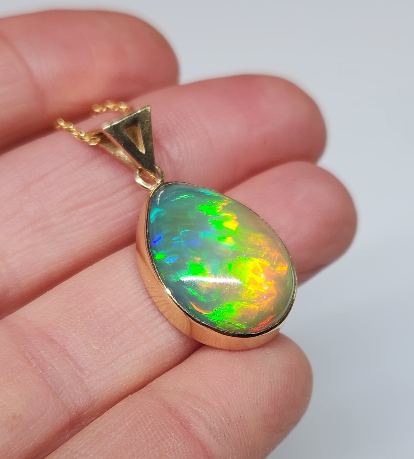 Opal Pendant 14k Yellow Gold Chain Necklace #449