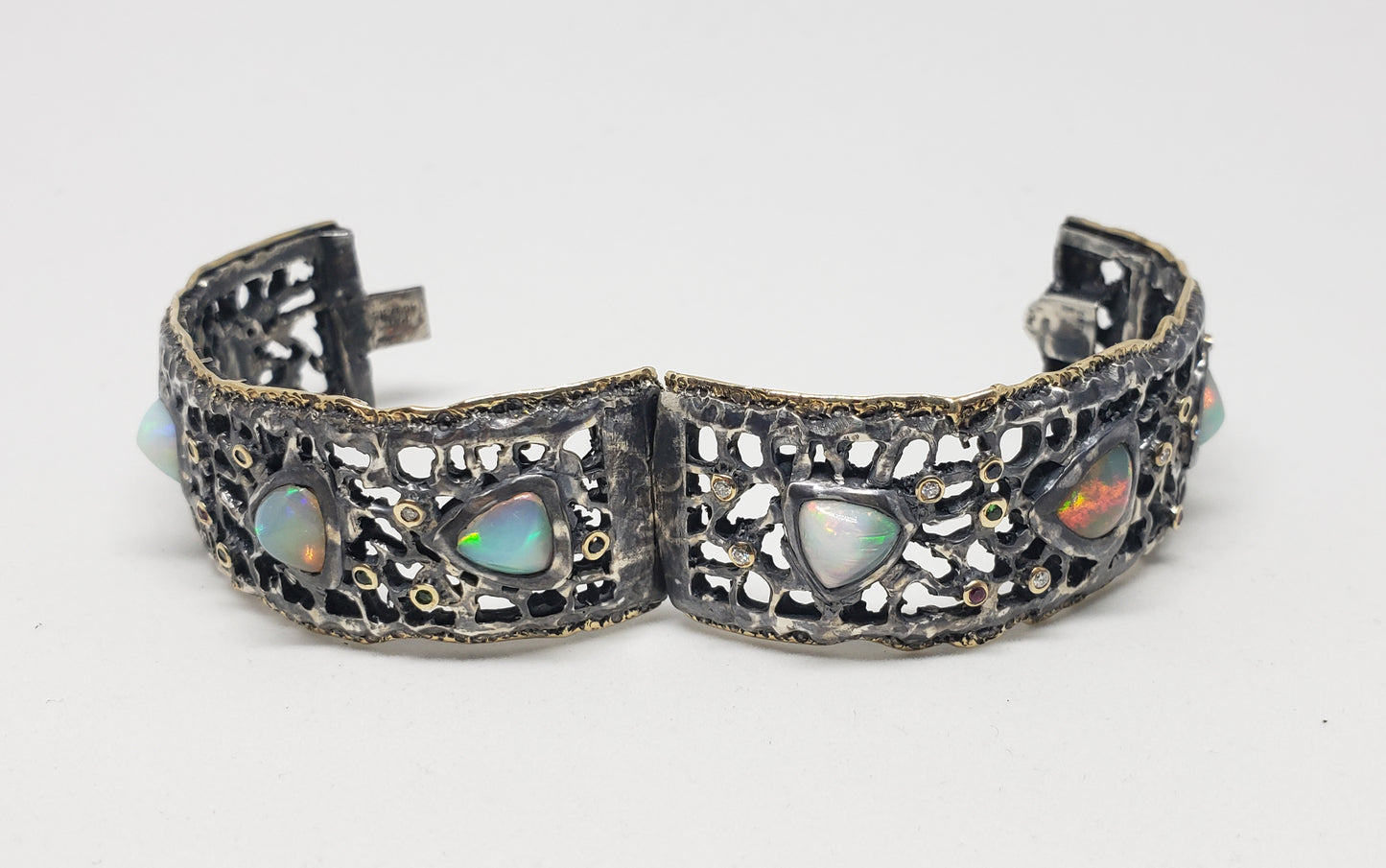 Opal Cuff Bracelet Silver & Gold