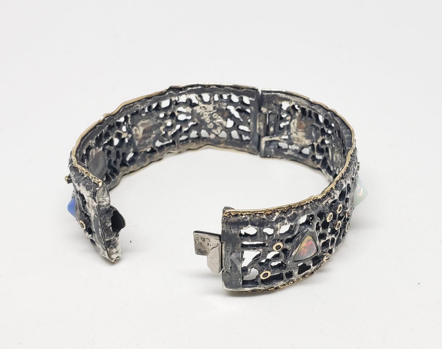 Opal Cuff Bracelet Silver & Gold
