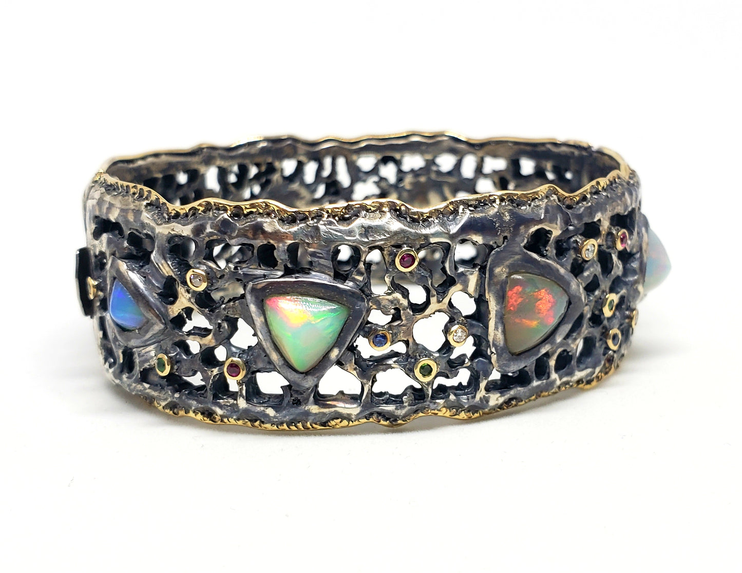 Opal Cuff Bracelet Silver & Gold
