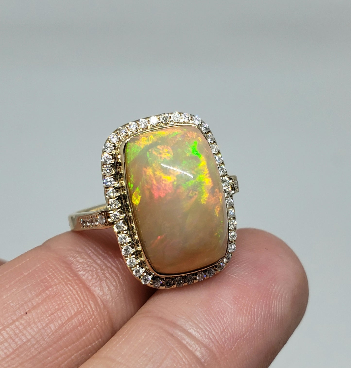 Opal & Diamond Ring 14k Gold