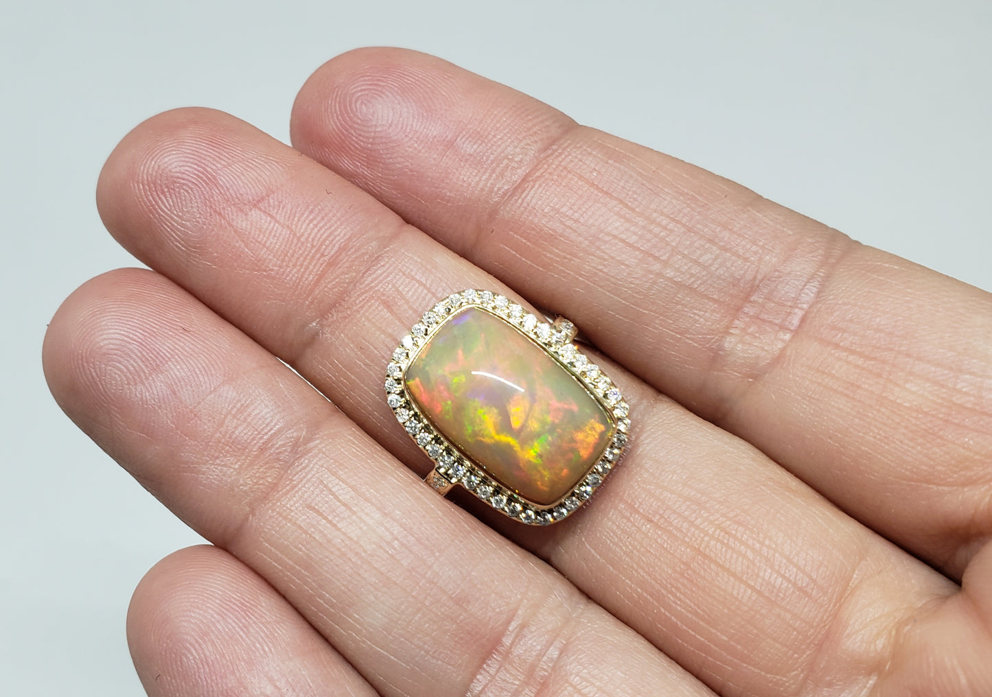 Opal & Diamond Ring 14k Gold