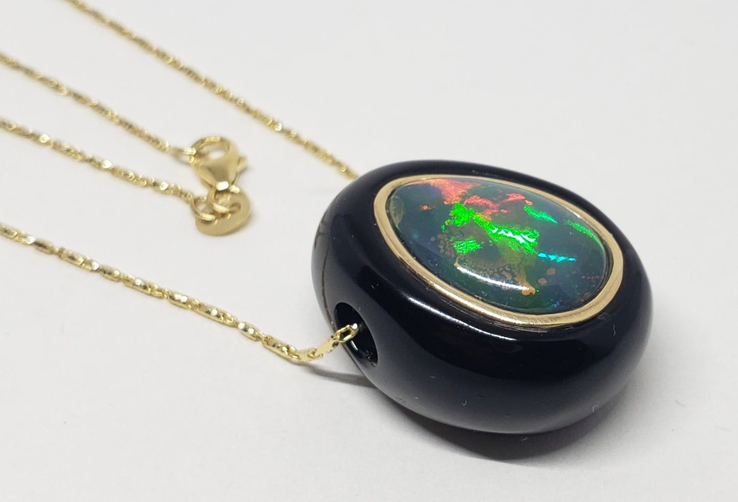 Black Onyx & Opal Pendant
