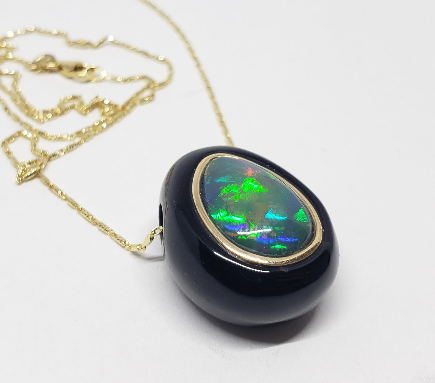 Black Onyx & Opal Pendant