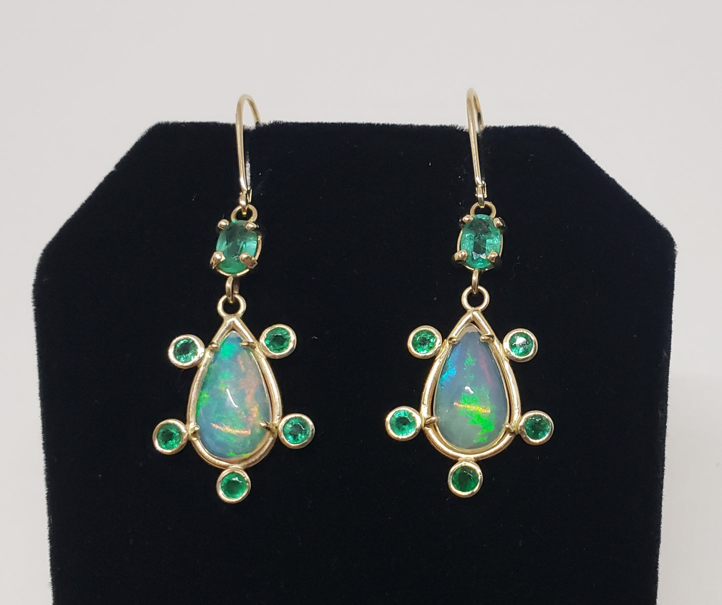Opal Emerald Gold Earrings