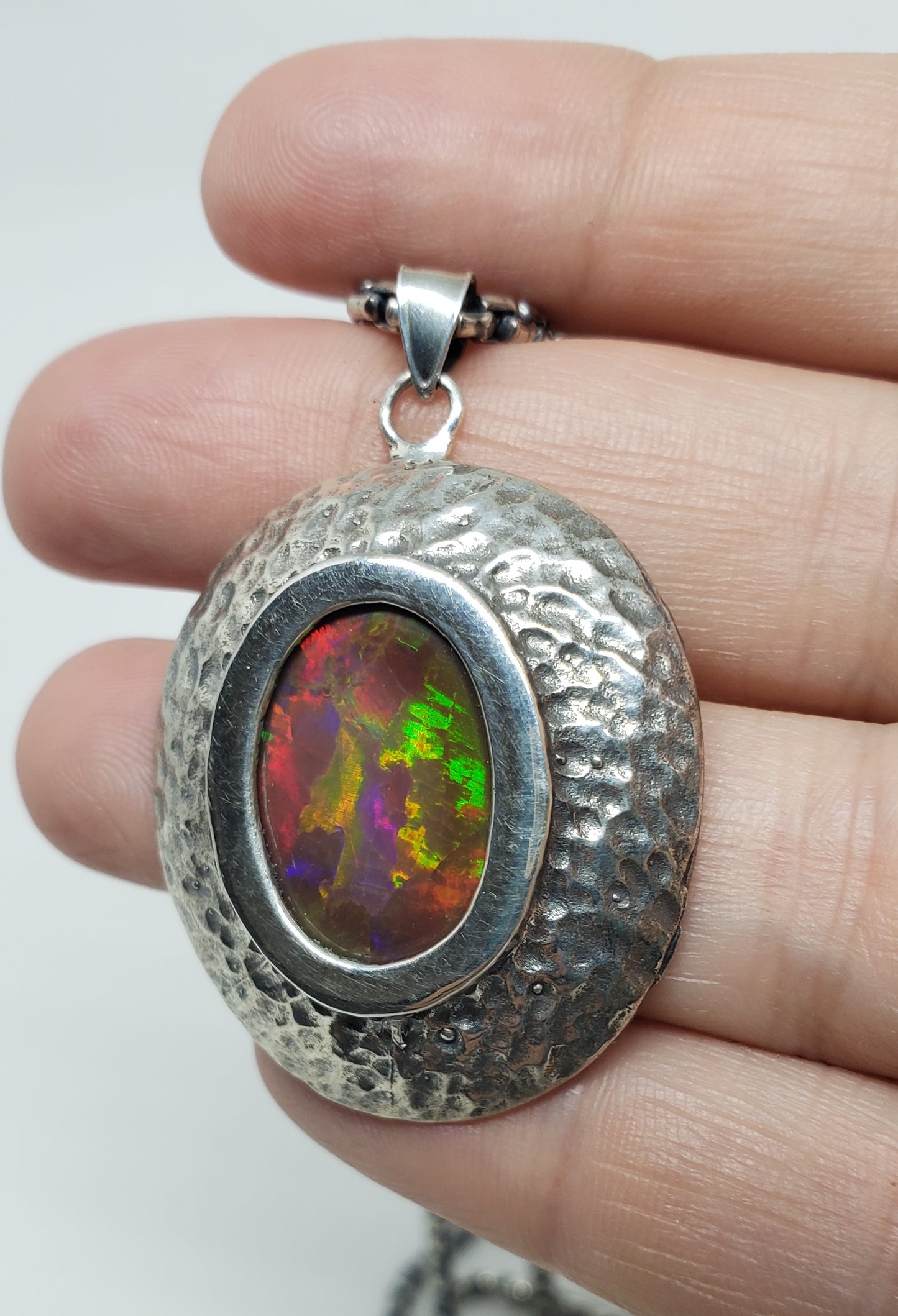 Opal Medallion Pendant Sterling Silver