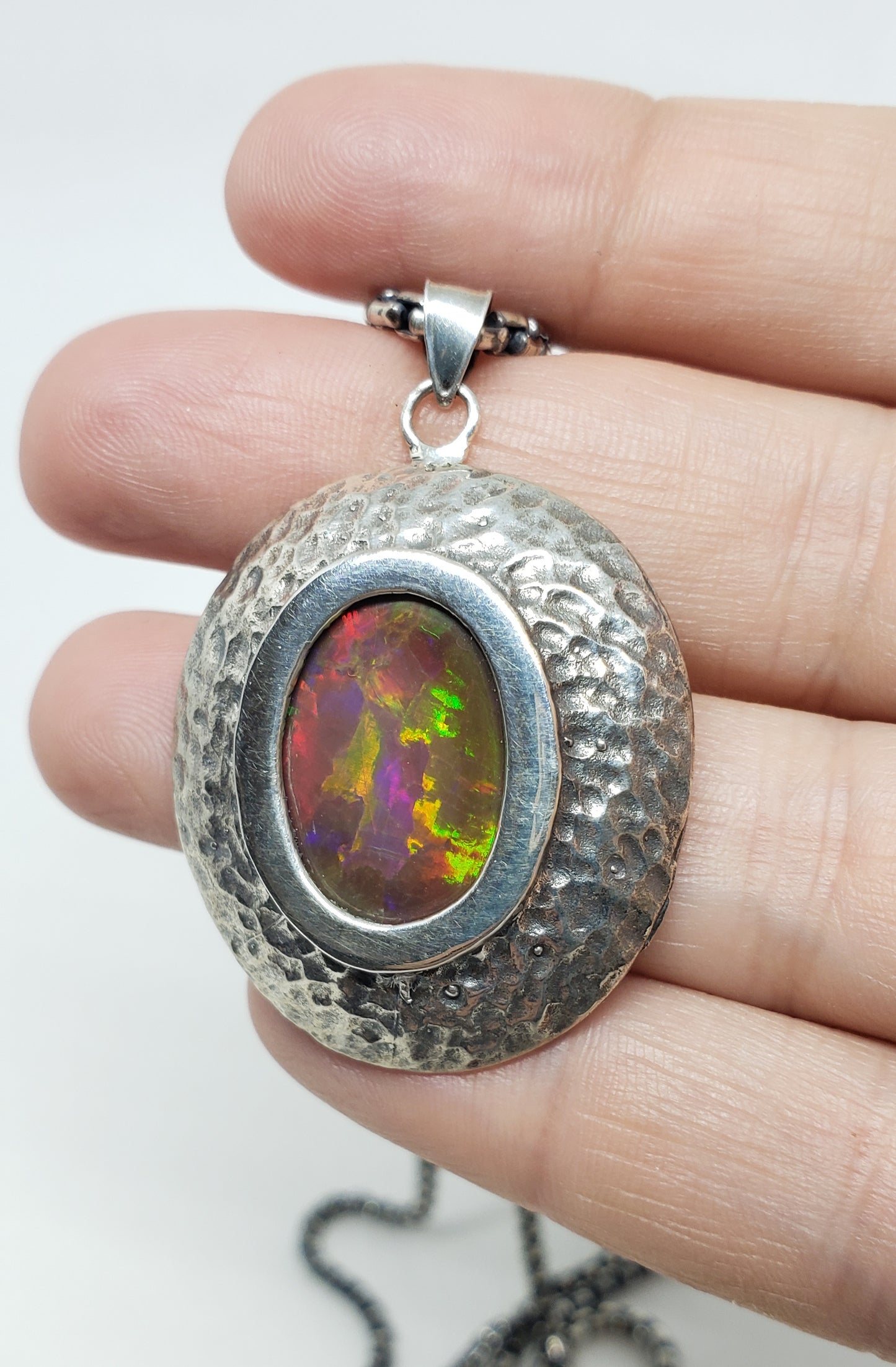 Opal Medallion Pendant Sterling Silver