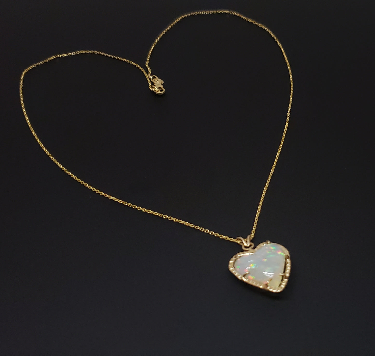 Opal Heart Pendant 14k Gold Necklace