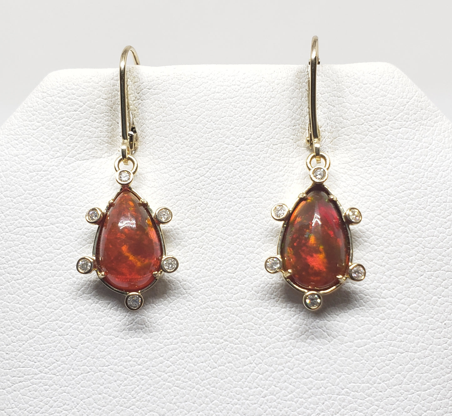 Brown Opal Diamond Gold Earrings