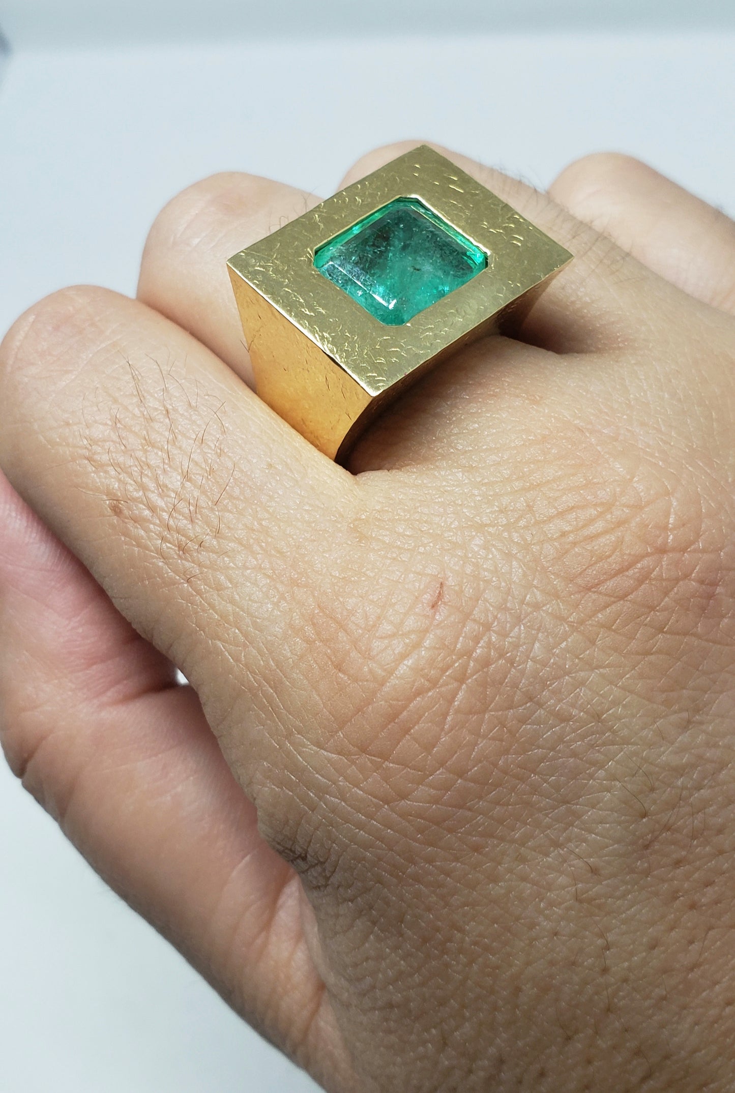 Emerald Ring 18k Gold - Size 8.5