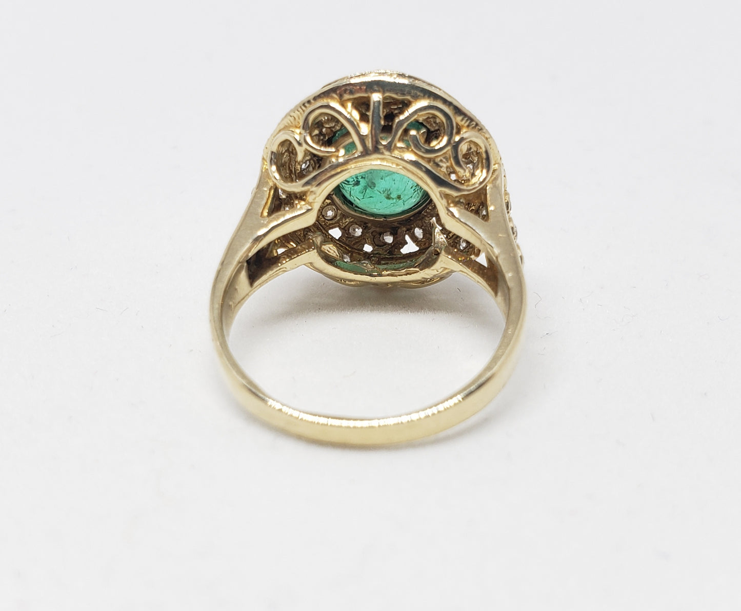 Emerald & Diamond Ring 14 Gold - Size 5.75