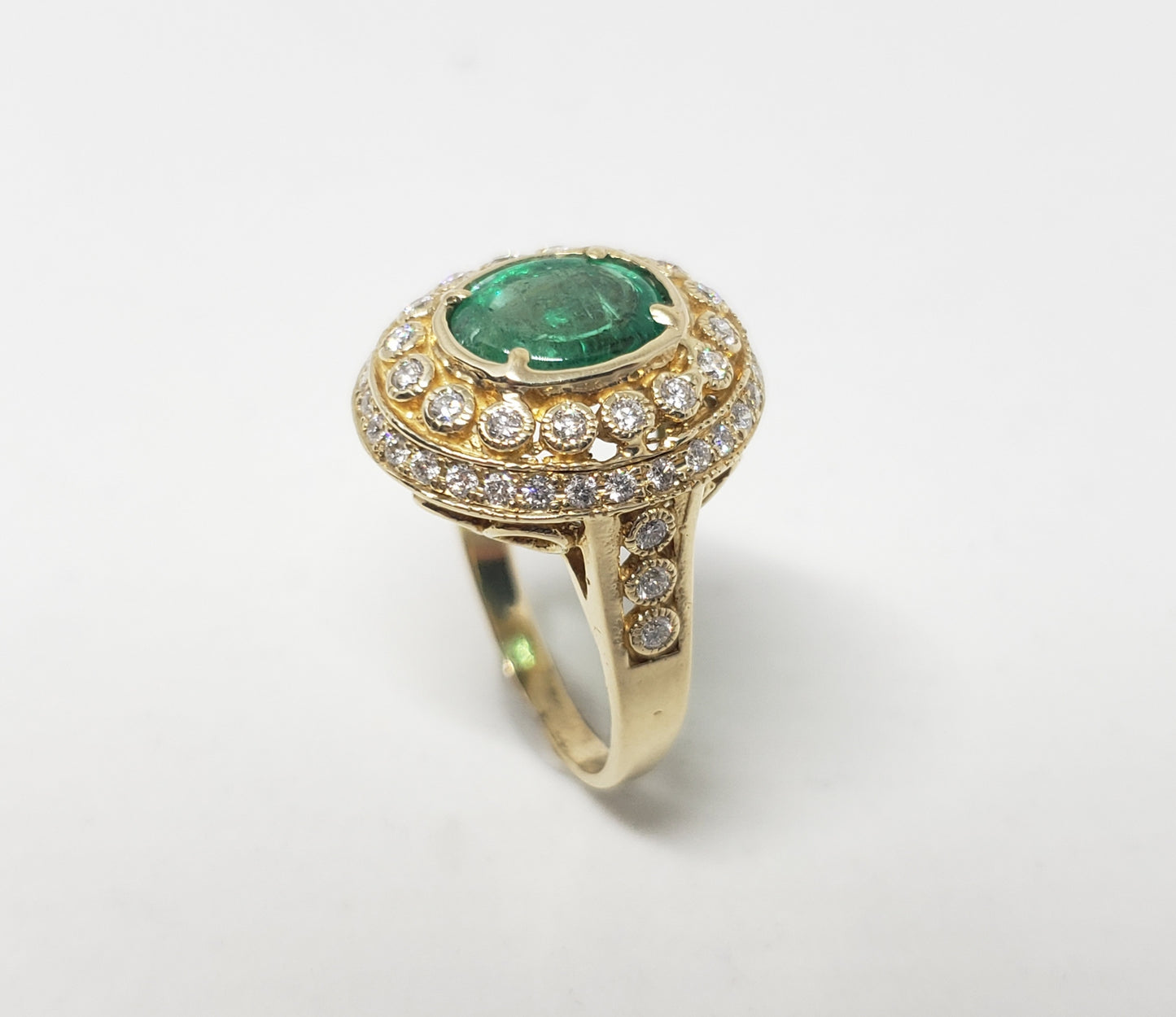 Emerald & Diamond Ring 14 Gold - Size 5.75