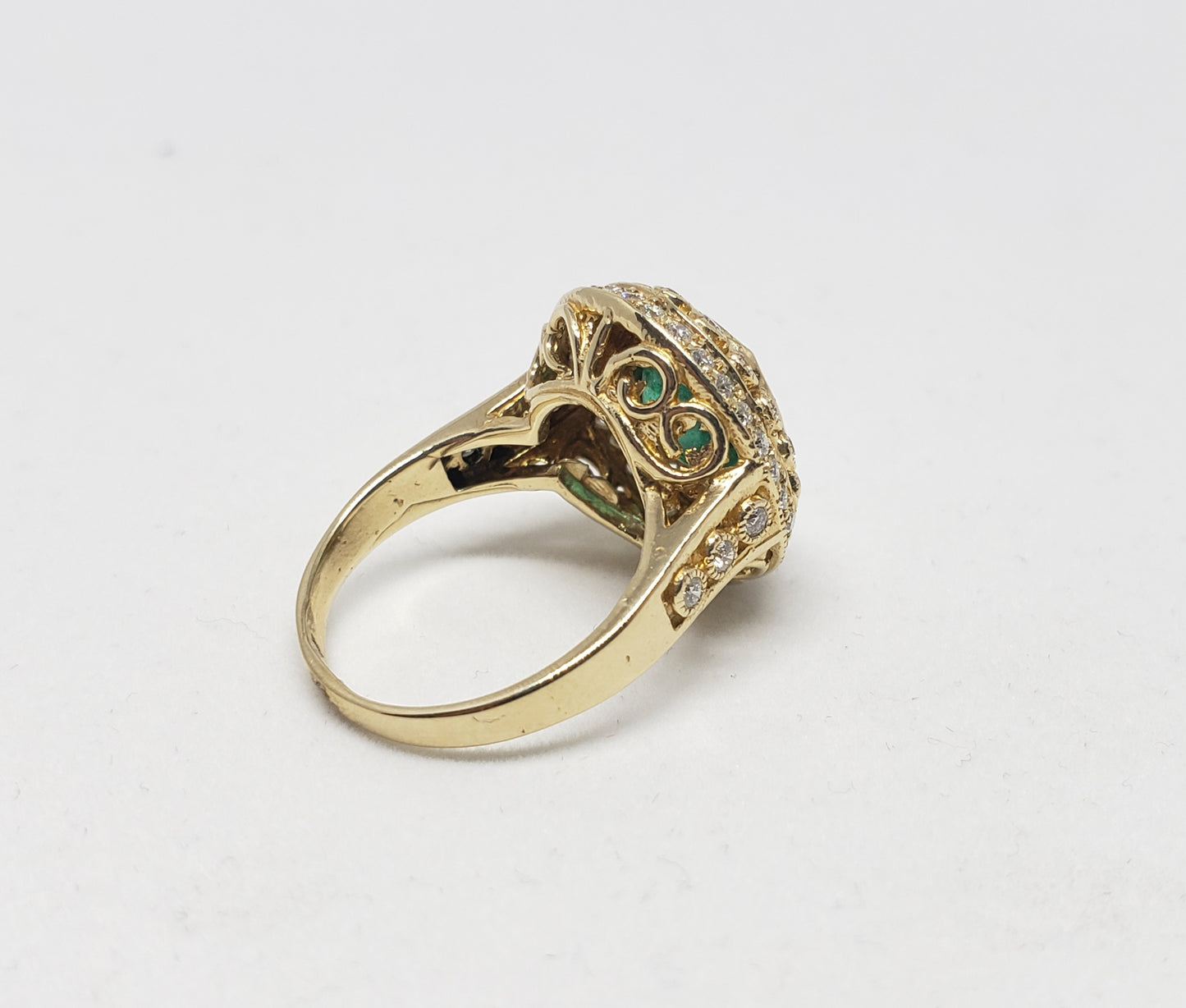 Emerald & Diamond Ring 14 Gold - Size 5.75