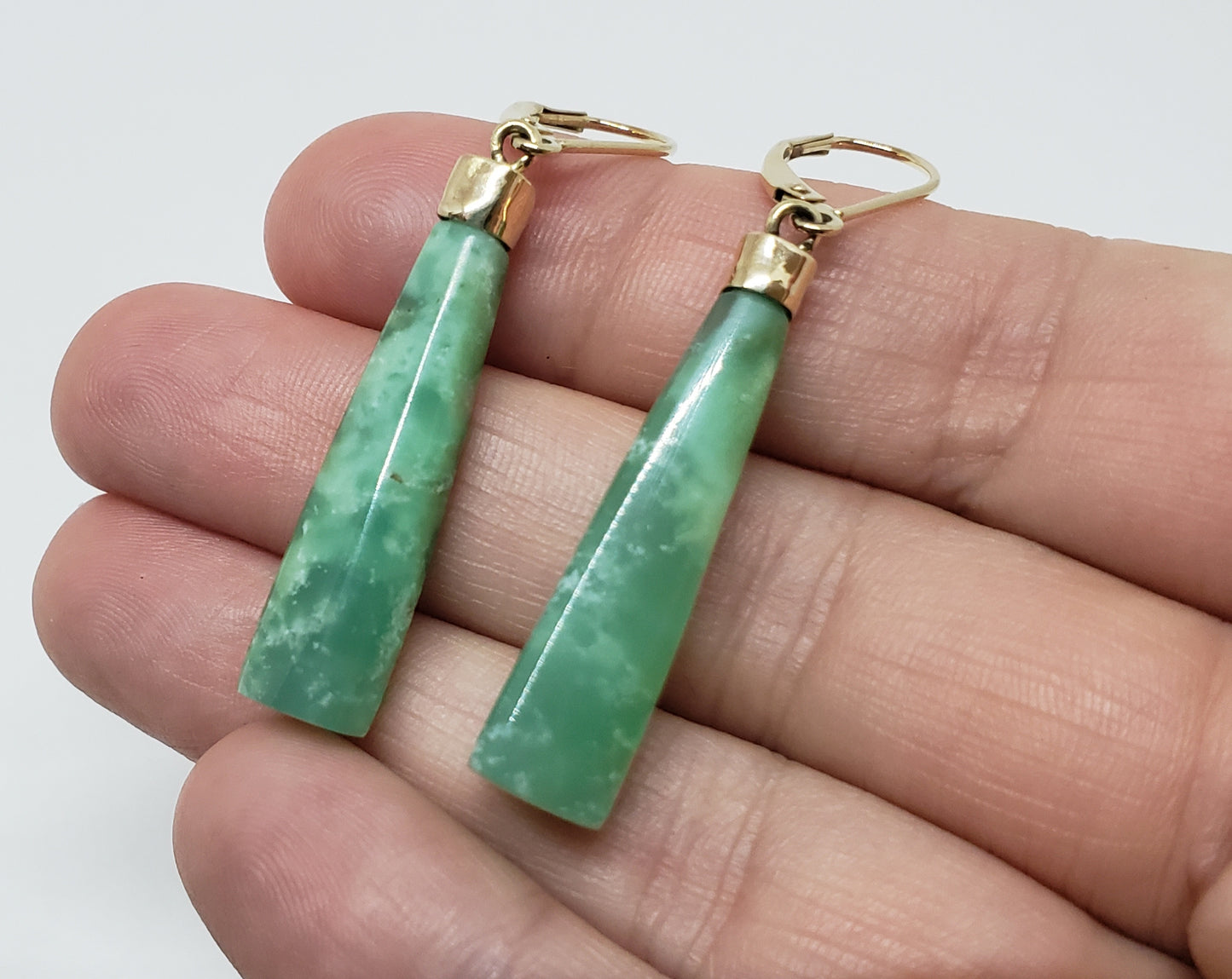 Green Chrysoprase 14k Gold Earrings