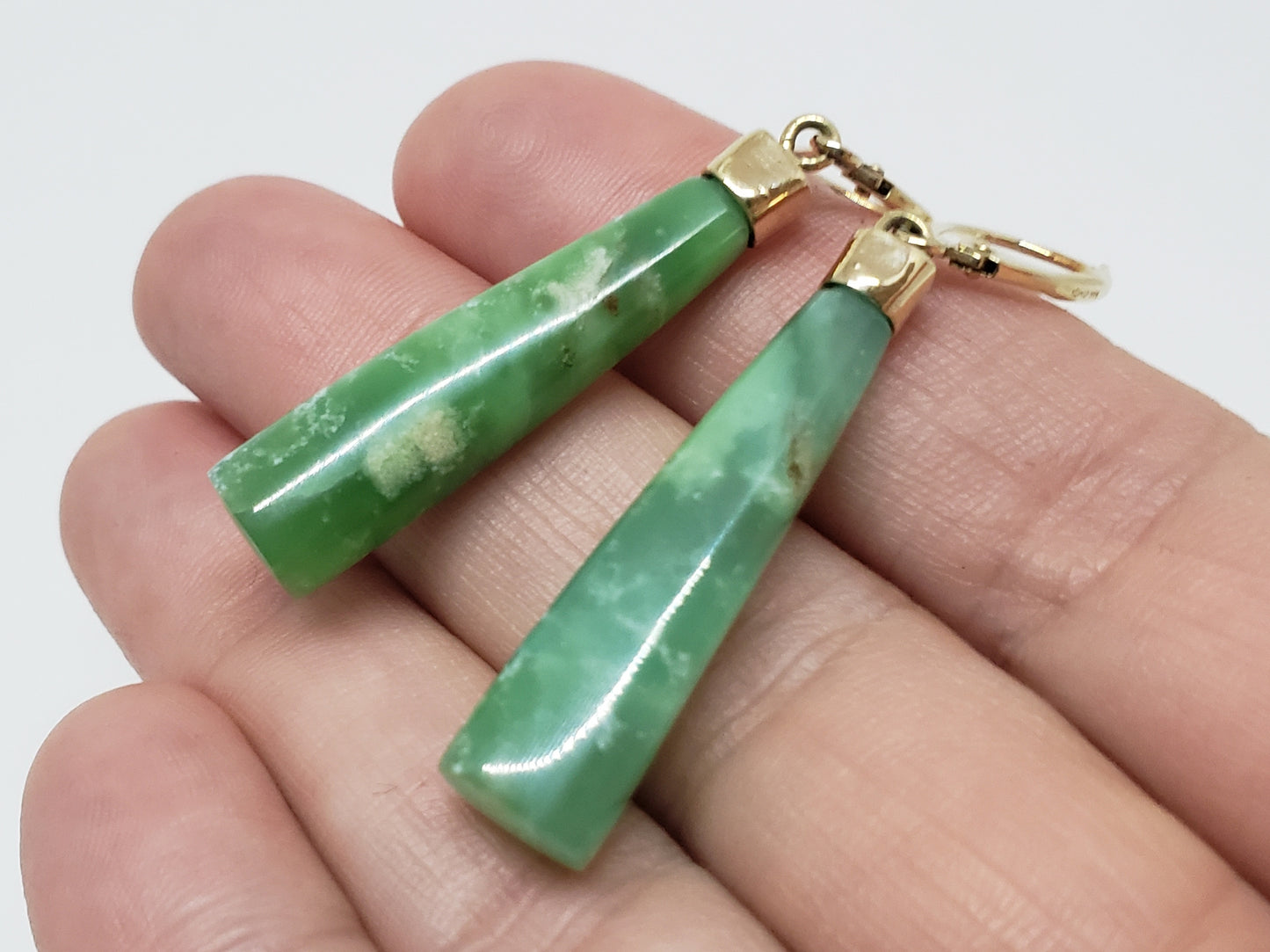 Green Chrysoprase 14k Gold Earrings