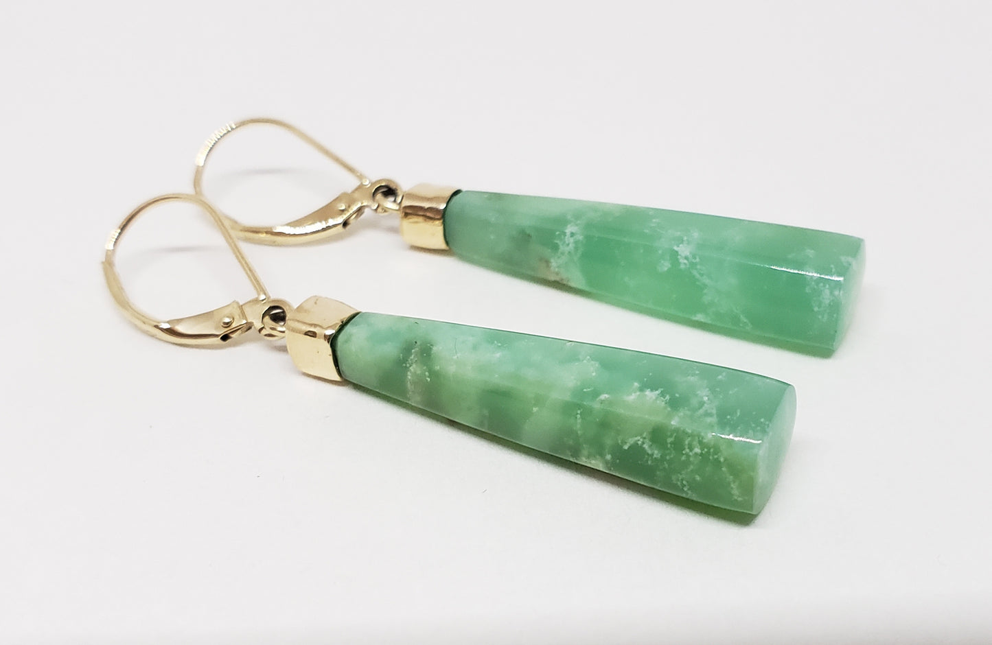 Green Chrysoprase 14k Gold Earrings