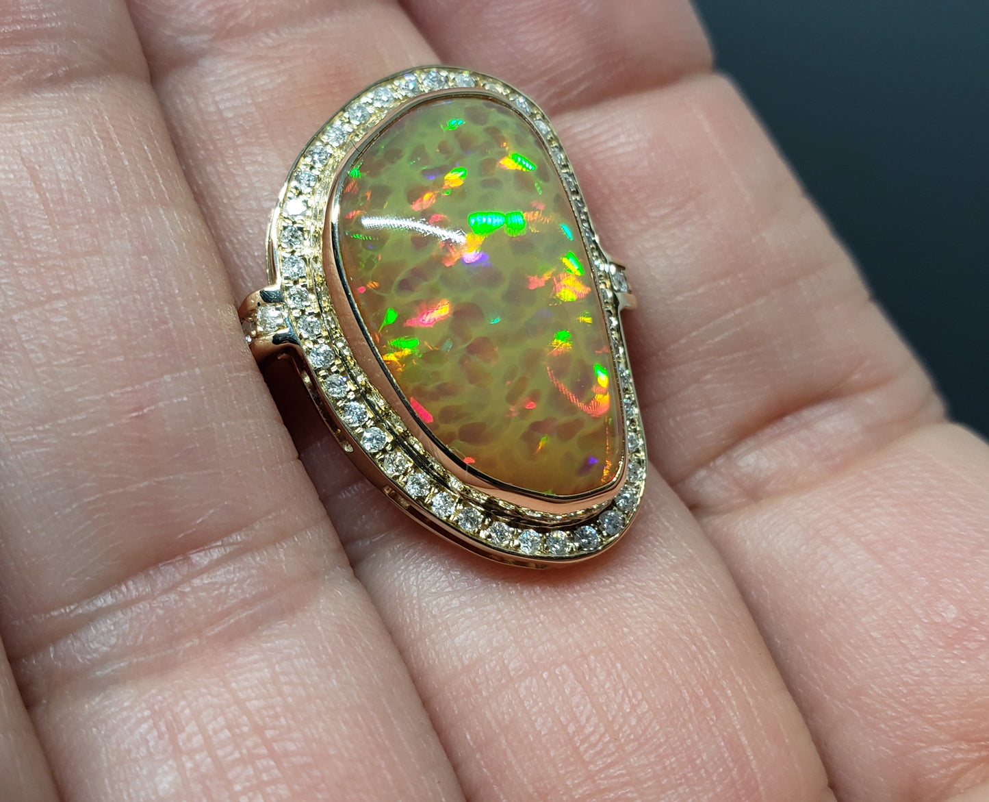 Opal & Diamond Ring 14k Gold
